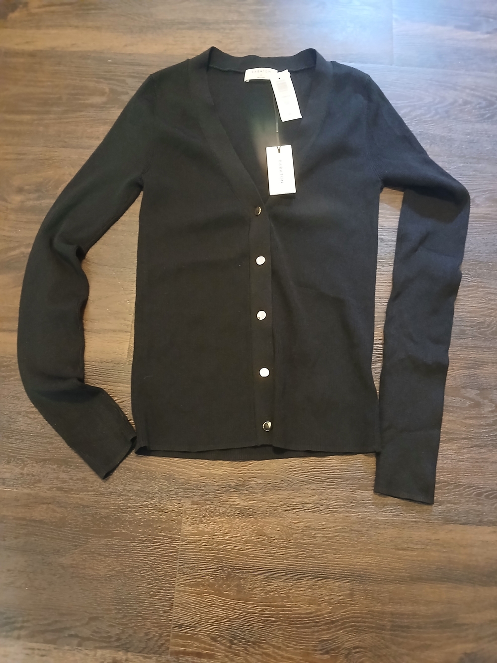 Babaton Black V-Neck Button-Front Cardigan